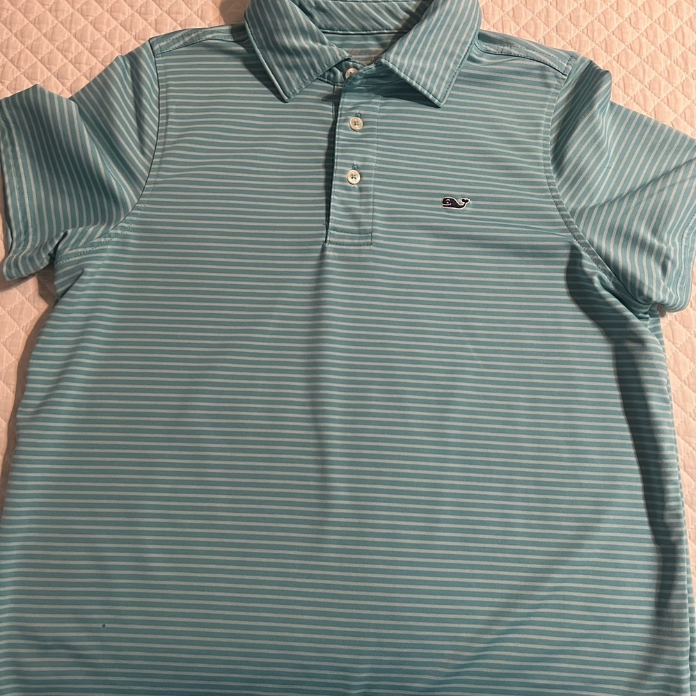 Vineyard Vines Kids Light Blue Striped Polo Medium Great Condition